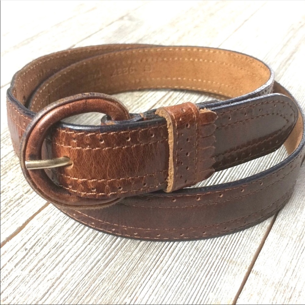 Ritz Brown Leather Wingtip Oxford Belt Menswear
